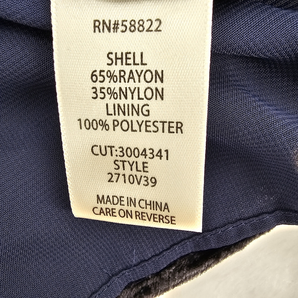 Max Studio Midnight Blue w/ Black Velvet Devore Sleeveless Tie Neck Top XSmall - Picture 10 of 13